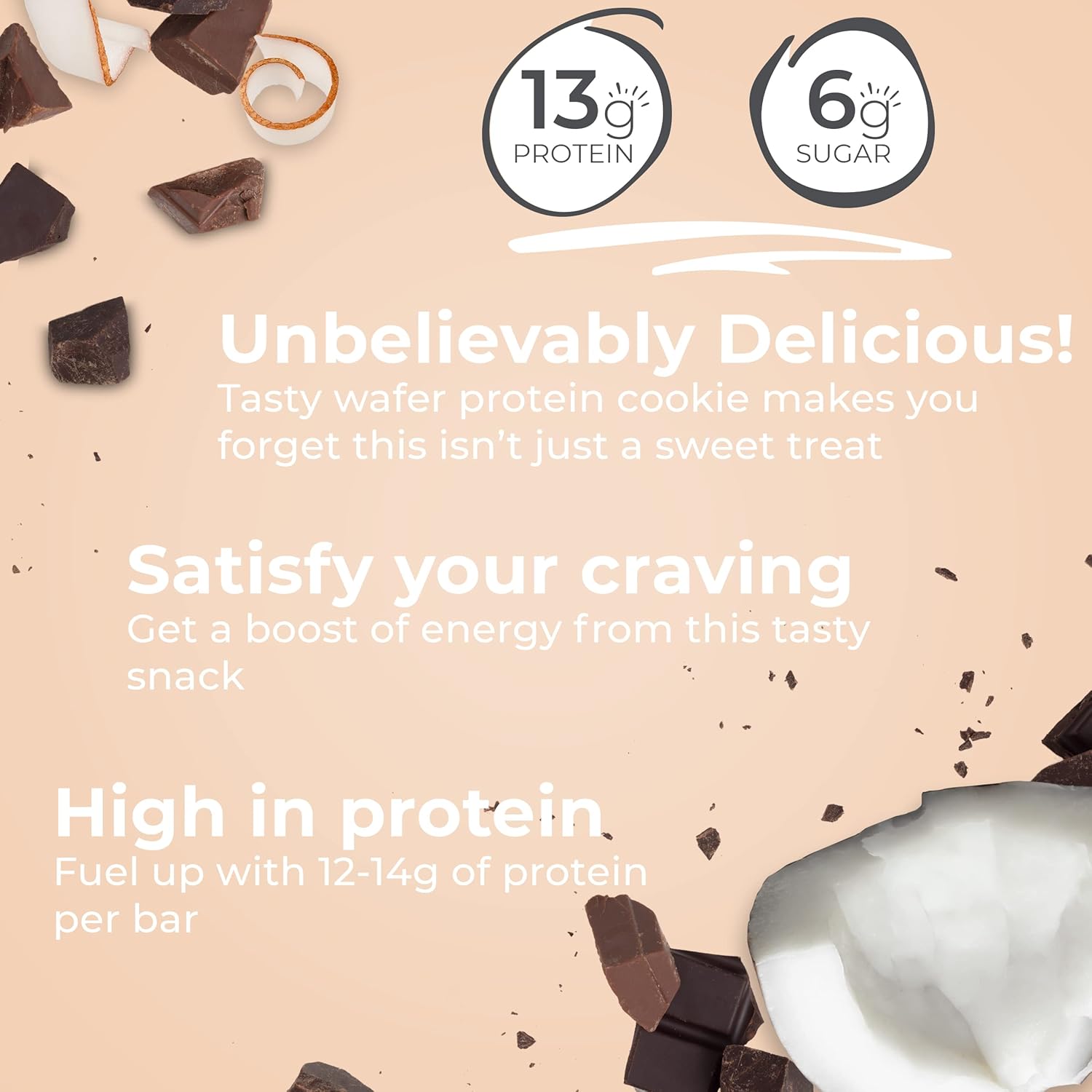 Power Crunch Protein Wafer Bars, High Protein Snacks with Delicious Taste, Chocolate Coconut, 1.4 Ounce (12 Count)