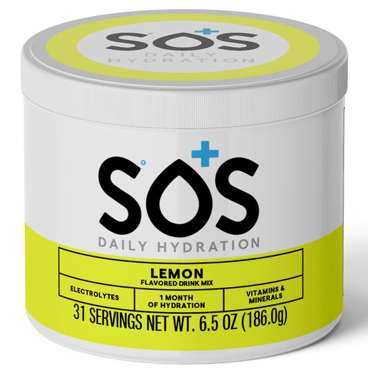 SOS Hydration ORS Electrolyte Powder Stick Packs | Oral Rehydration Solution | Low Sugar | Rapid Rehydration | Made in USA | Keto | Lemon | 31 Servings