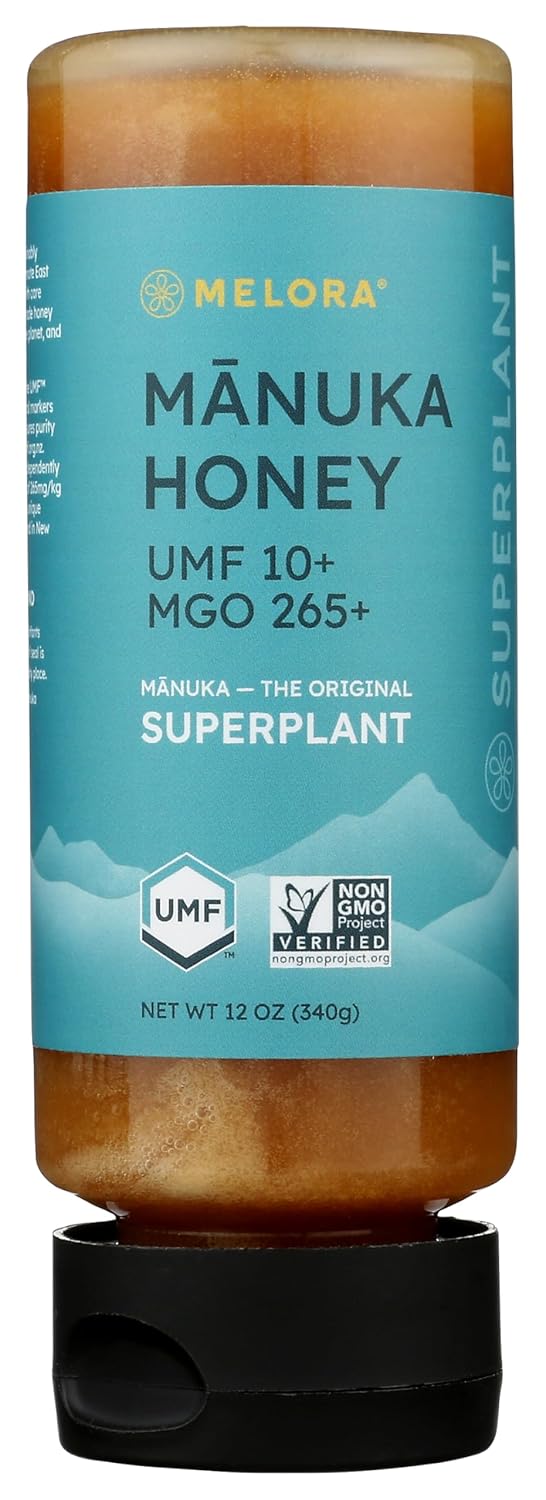 Melora Premium Raw Manuka Honey MGO 265+ (12 Oz) | Non-GMO, Gluten Free, Natural Prebiotic & Daily Wellness Support, From New Zealand, Traceable from Hive to Hand
