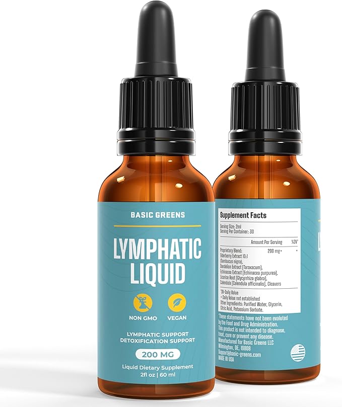 Lymphatic Support Liquid – Natural Immune Booster for Lymphatic Drainage, Fluid Balance, and Daily Cleanse, Easy - Absorb Liquid Formula for Wellness Support, 2 Fl Oz