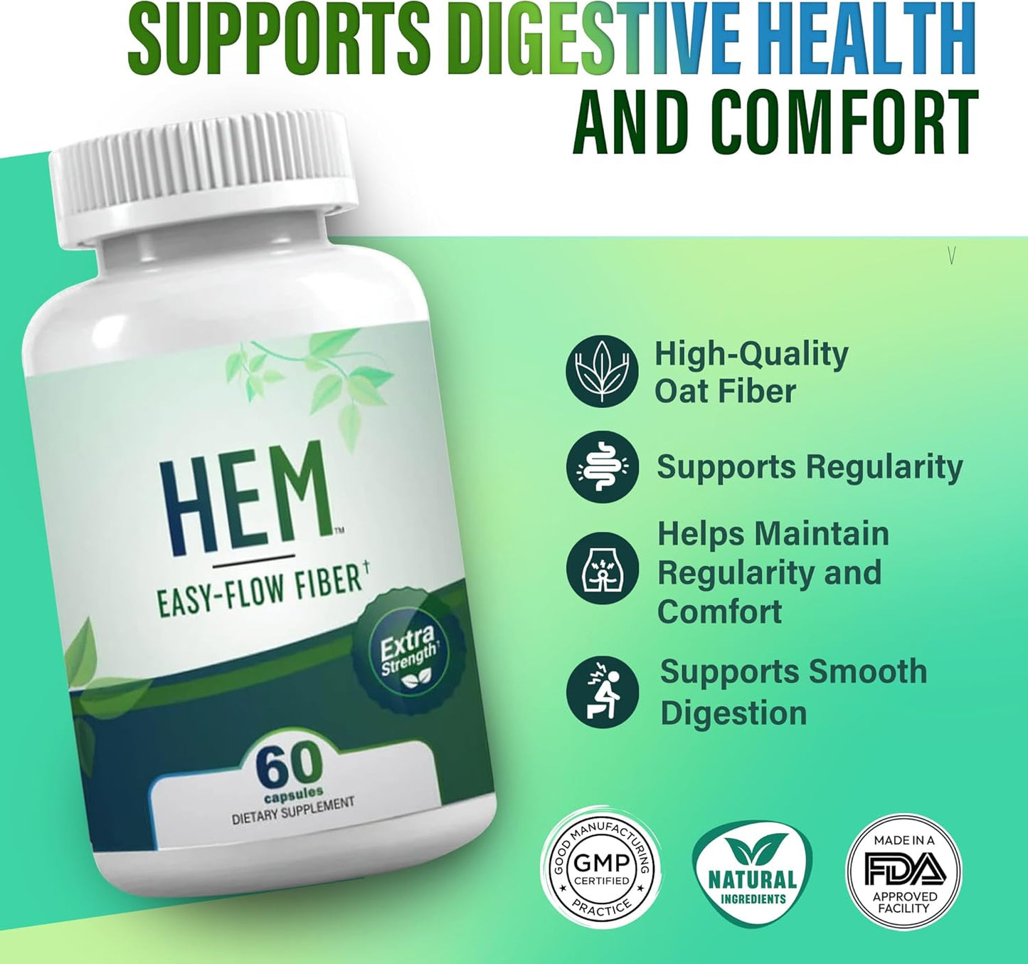 Easy-Flow Fiber – Plant-Based Oat Fiber Supplement for Constipation, Bloating, and Gas Relief | Gentle Digestion and Hemorrhoid Support | Non-Psyllium, Gluten-Free (2)