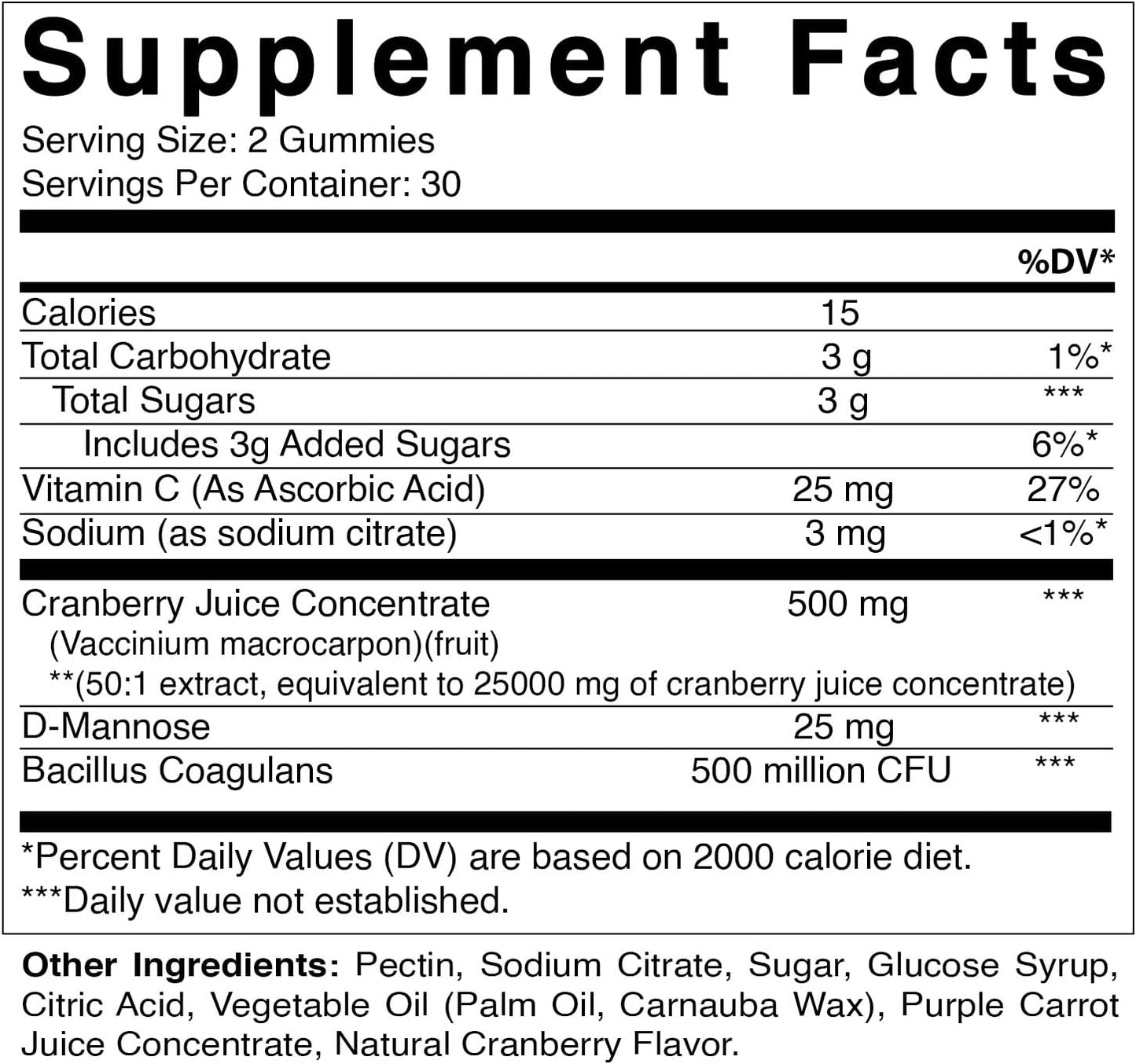 Vitamatic Vegan Cranberry Gummies with D-Mannose, Probiotics & Vitamin C – 25,000 mg Equivalent per Serving (from 50:1 Extract 500 mg) – 60 Count – Urinary Tract Health Support for Women