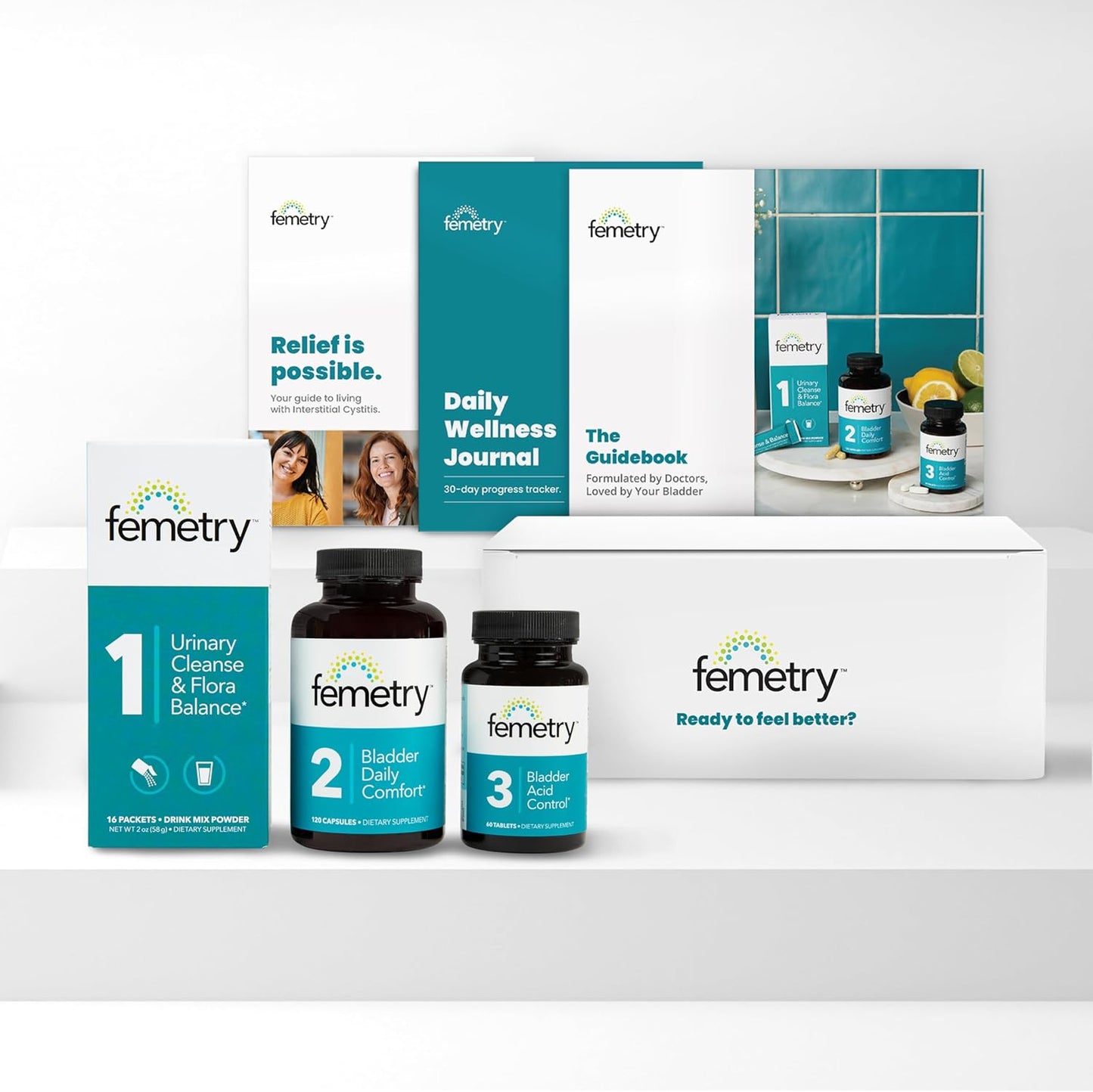 Femetry Bundle — Urinary & Bladder Support Kit: Urinary Cleanse & Flora Balance, Bladder Daily Comfort & Bladder Acid Control – IC/BPS UTI Relief, Clinically Formulated by Urogynecologists