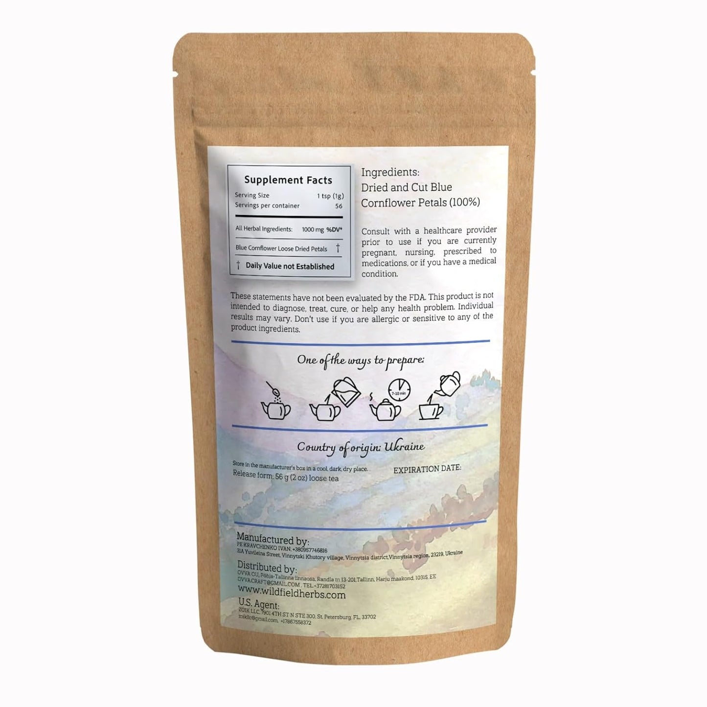 2 oz. Dried Blue Cornflower Flower Petals (Centaurea Cyanus) - 56g Blue Corn Flower Herb Tea Petals Bulk Herbal Tea