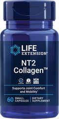 Life Extension NT2 Collagen™, Joint Health Supplement for Joint Comfort & Mobility, Gluten-Free, Non-GMO, 1 Daily, 60 Small Capsules
