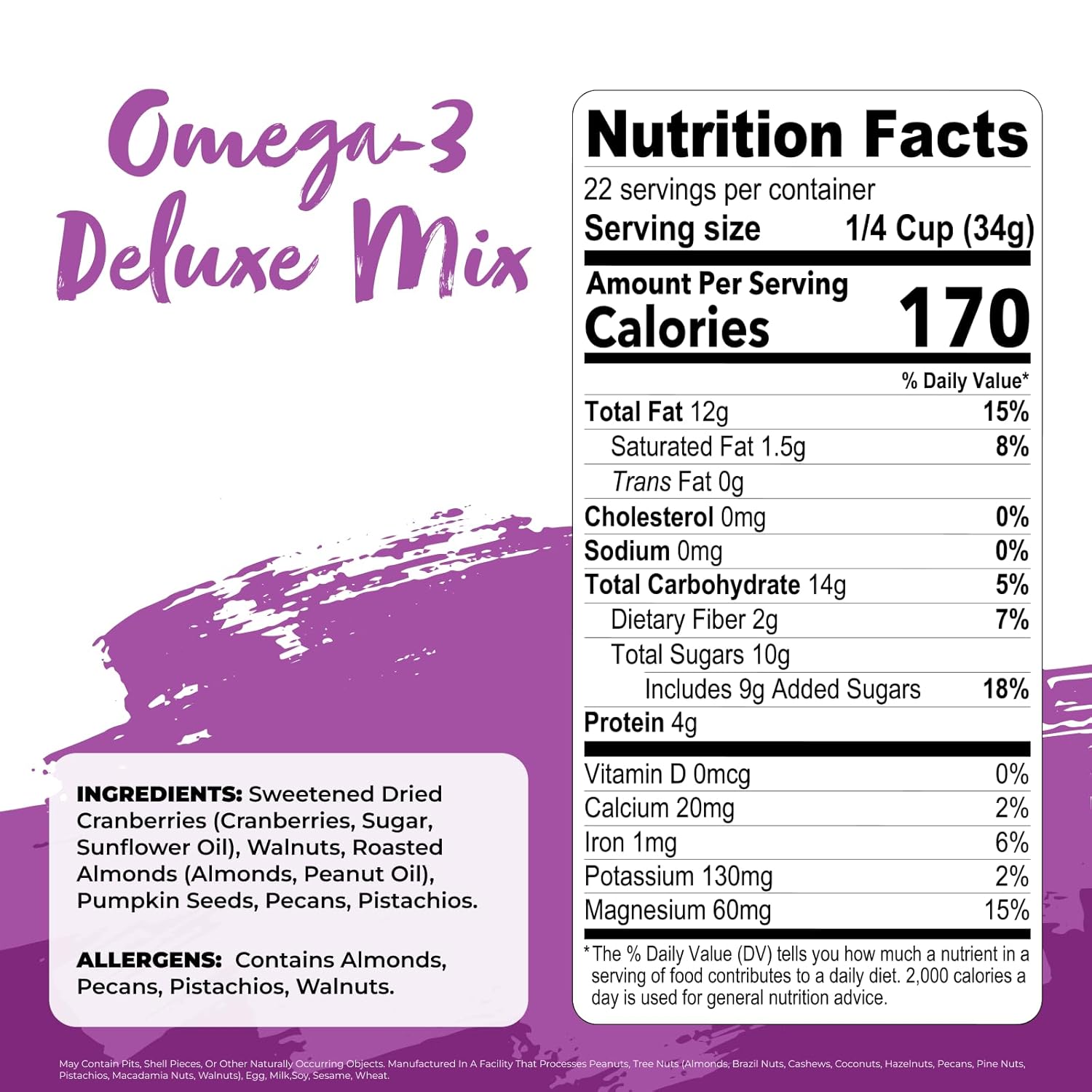 Nature's Garden Omega-3 Deluxe Mix - Power Up, Heart Healthy, Gluten Free, Antioxidant Rich, Cholesterol Free, Sodium Free, No Artificial Ingredients – 26 Oz Bag (Pack of 4)