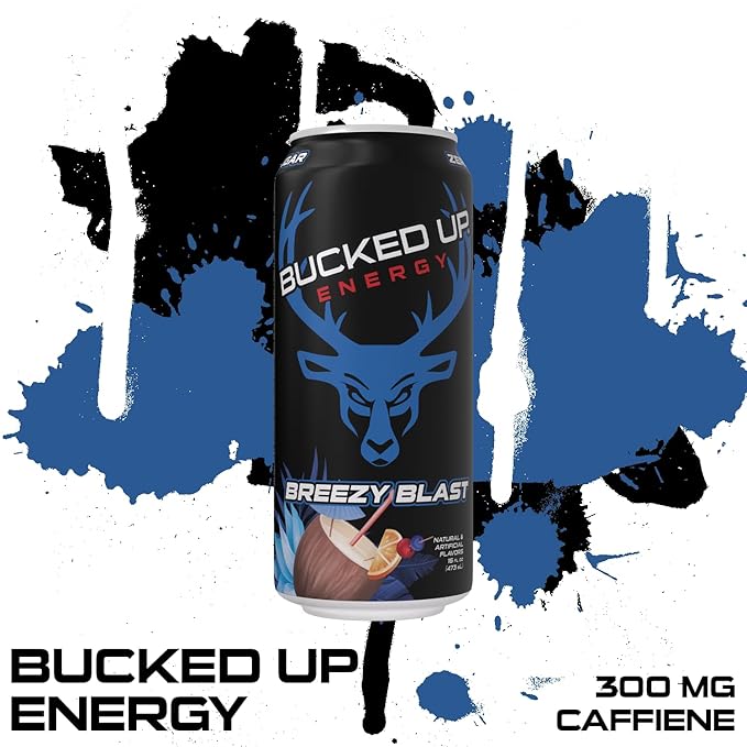 Bucked Up Energy Drink 300mg (Breezy Blast) (12 CT)