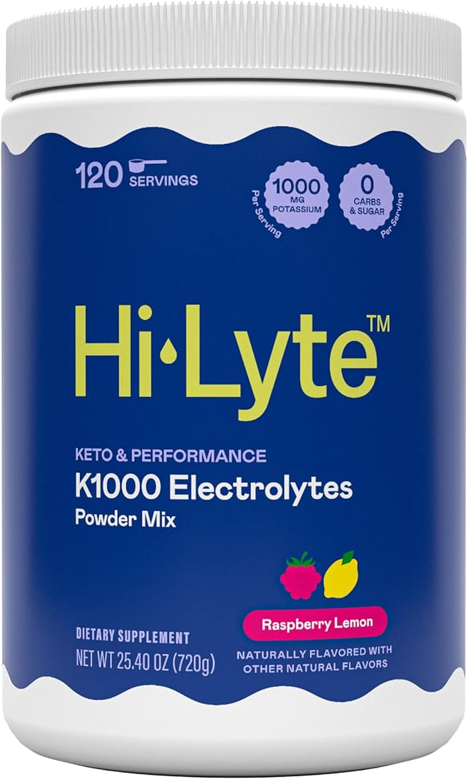 Hi-Lyte Keto K1000 Electrolytes Powder | Raspberry Lemon | Hydration Supplement Drink Mix | Boost Energy & Beat Leg Cramps | No Sugar, No Maltodextrin | 120 Servings