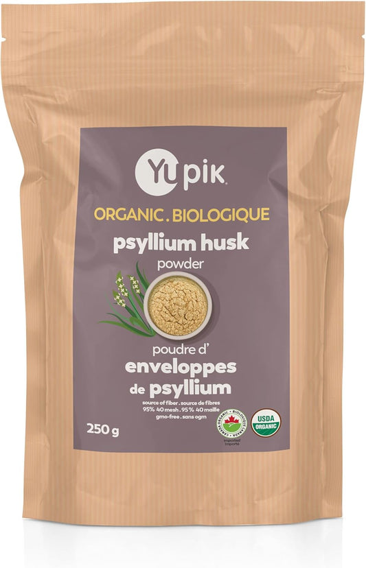 Yupik Organic Psyllium Husk Powder 8.8 Oz, 95% Purity, USDA Certified, Non-GMO, Vegan, Gluten-Free, Unflavored, Plant-Based, Coarse Milled Husk, Source of Fiber for Baking & Digestive Health