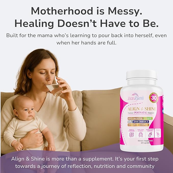 Align & Shine Postnatal Vitamins for Women - DHA, Iron, Folate, Vitamin B12 & Myo-Inositol | Postpartum Recovery - Breastfeeding Friendly - 1 Month Supply (60 Capsules)