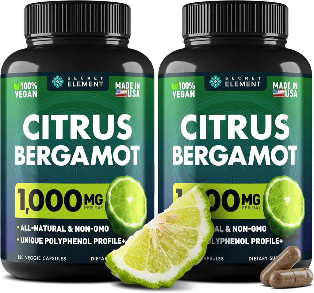 (2 PACK) Citrus Bergamot Extract 1000mg - Citrus Bergamot Supplement for Circulatory Health, Immunity, and Graceful Aging - 2x the potency of Citrus Bergamot 500mg - 240 Vegan Citrus Bergamot Capsules