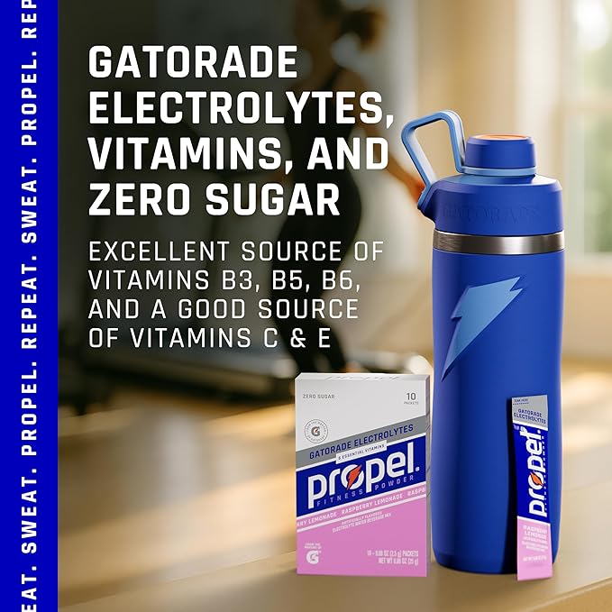 Propel Electrolyte Enhanced Water Drink Mix Powder Packets, 4 Flavor Variety Pack, Zero Calorie & Zero Sugar Hydration with Electrolytes and Vitamins C & E (50 Packets)