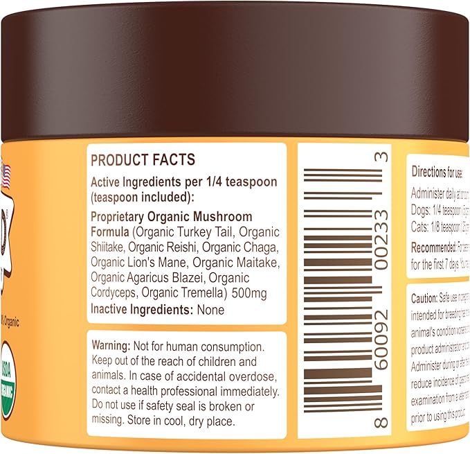 Petsmont Buddy Guard for Lumps and Bumps, Lipoma for Dogs & Cats, Patent Pending Organic 9 Mushroom Powder Blend Natural Dog Probiotic & Immune Support Chaga, Reishi, Lion's Mane, Turkey Tail Mushroom
