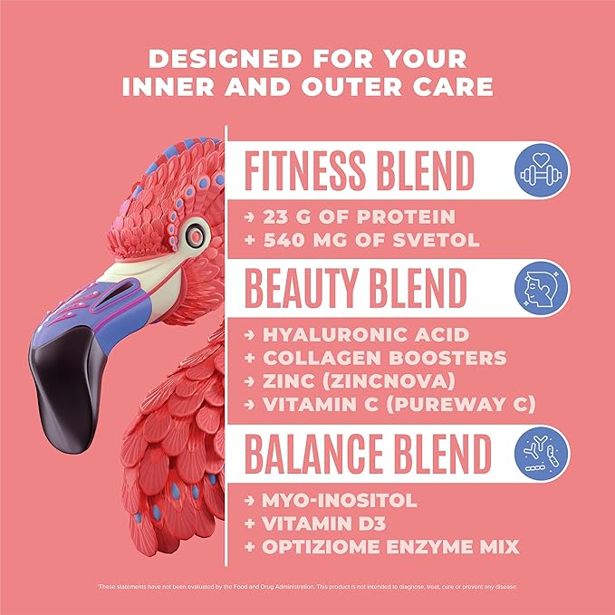 BIRDMAN Fitmingo Vegan Protein Powder with Inositol, Collagen Boosters, Hyaluronic Acid and Vitamins | Low Carb, Dairy Free, Lactose Free, Low Calorie, 23g Plant Based Blueberry Protein Powder