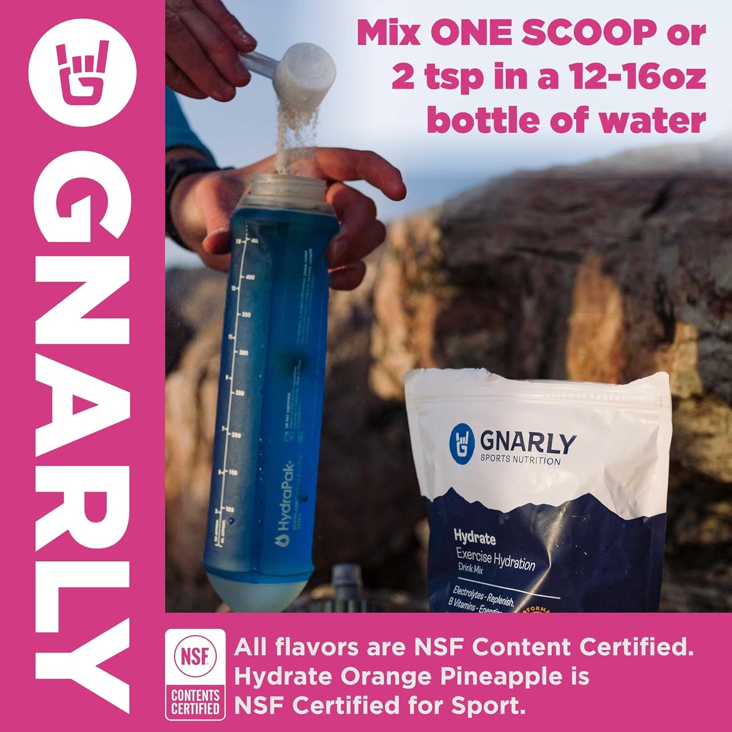 Gnarly Nutrition Hydrate Electrolyte Powder – Raspberry Exercise Hydration Drink Mix – NSF Contents Certified – Electrolyte Solution, Performance & Recovery – Raspberry, Box of 20 Stick Pack