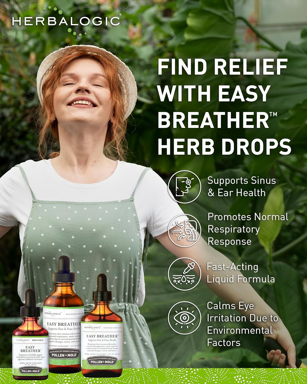 Herbalogic - Easy Breather Liquid Herb Drops - Supports Nose & Sinus Health - Helps Healthy Bodies Cope with Pollen & Mold - Based on The Traditional Chinese Formula Yu Ping Fang San - 2 Fl. Oz.