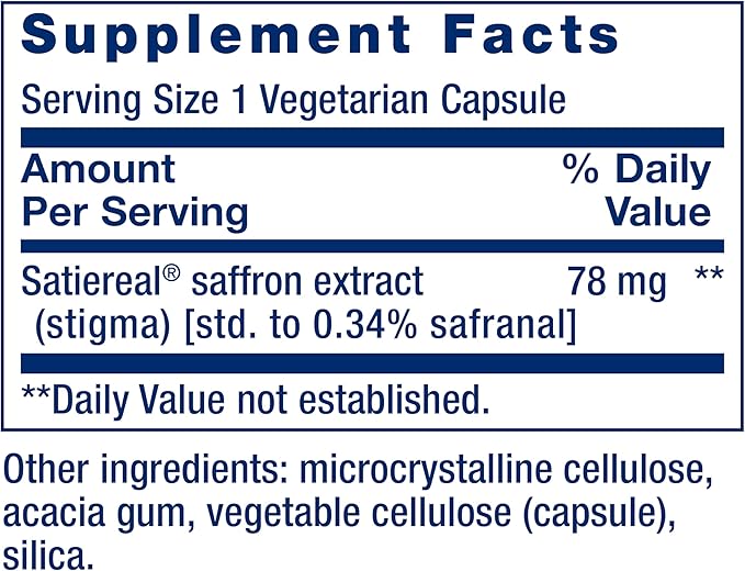 Life Extension Optimized Saffron, Saffron Extract, Saffron Supplement That Helps You Fight The urge to Snack, Non-GMO, Gluten-Free, Vegetarian, 60 Vegetarian Capsules