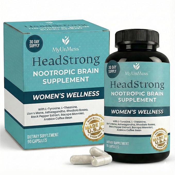 HeadStrong Nootropic Brain Supplement for Women – Cognitive Support Supplements – Advanced Memory Formula for Mood Support & Daily Wellness – Unflavored, Vegan & Gut-Friendly – 90 Capsules