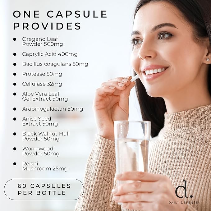 Candida Flush & Cleanse 60 Count Gut Support for Balanced Gut Flora with Oregano, Caprylic Acid,Probiotics, & Digestive Enzymes - Non GMO Dietary Supplement