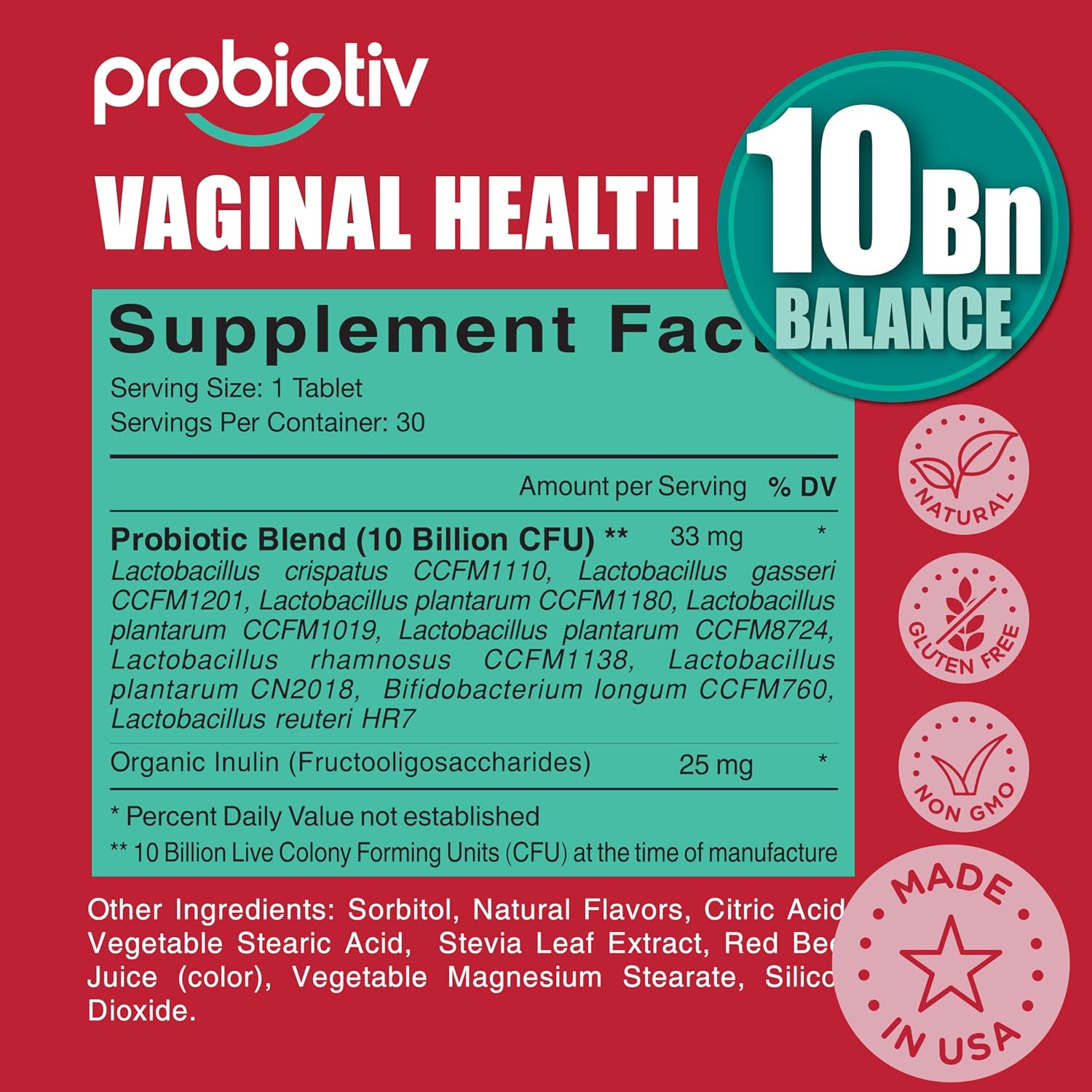 Chewable Vaginal Probiotics for Women 10 Billion CFU + Organic Prebiotics — Supports Vaginal Health, Maintains Vaginal pH Balance & Promotes Feminine Freshness, Strawberry-Flavored Tablets