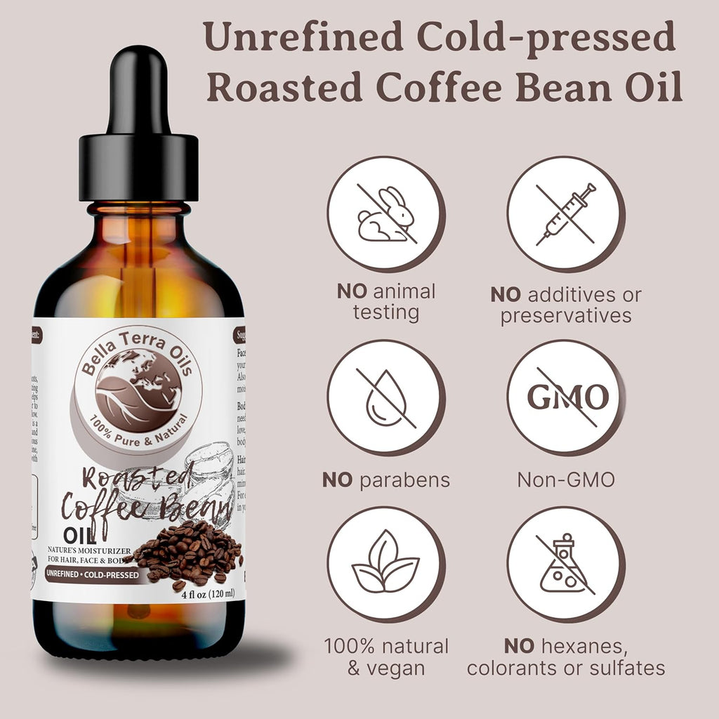 Bella Terra Oils – Roasted Bean Oil 4oz – A Symphony of Oils for Flavoring, Rich in Chlorogenic Acid, For the Love of Pure Aroma