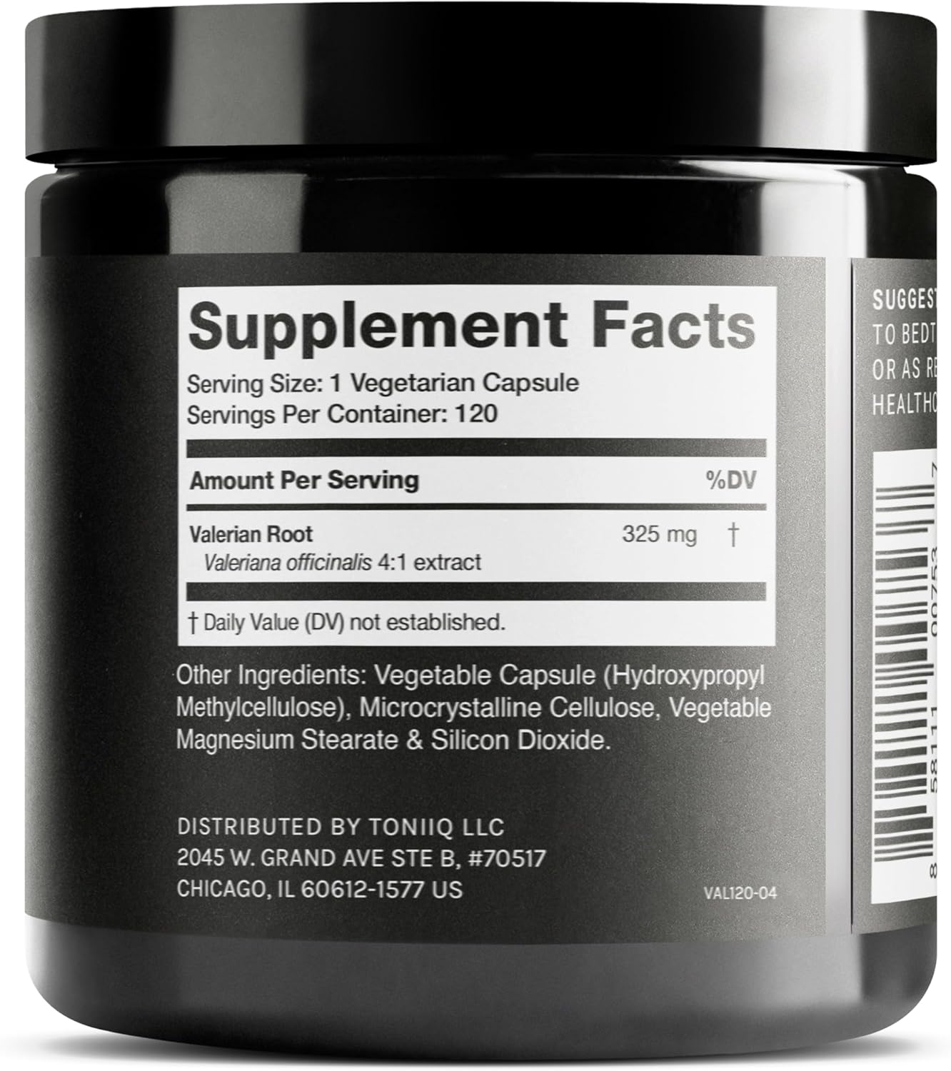 Toniiq Valerian Root Capsules - Ultra High Potency 4:1 Extract - Highly Concentrated - Third-Party Lab Tested - 120 Capsules