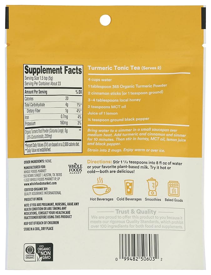 365 by Whole Foods Market, Organic Turmeric Superfood Powder, 4 Ounce