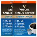 Decaf Genius Keto Coffee Pods with MCT Oil, Turmeric, and B Vitamins by VitaCup for Focus in Recyclable Single Serve Pod Compatible with K-Cup Brewers Including Keurig 2.0, 32 CT