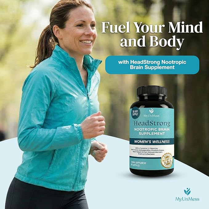 HeadStrong Nootropic Brain Supplement for Women – Cognitive Support Supplements – Advanced Memory Formula for Mood Support & Daily Wellness – Unflavored, Vegan & Gut-Friendly – 90 Capsules
