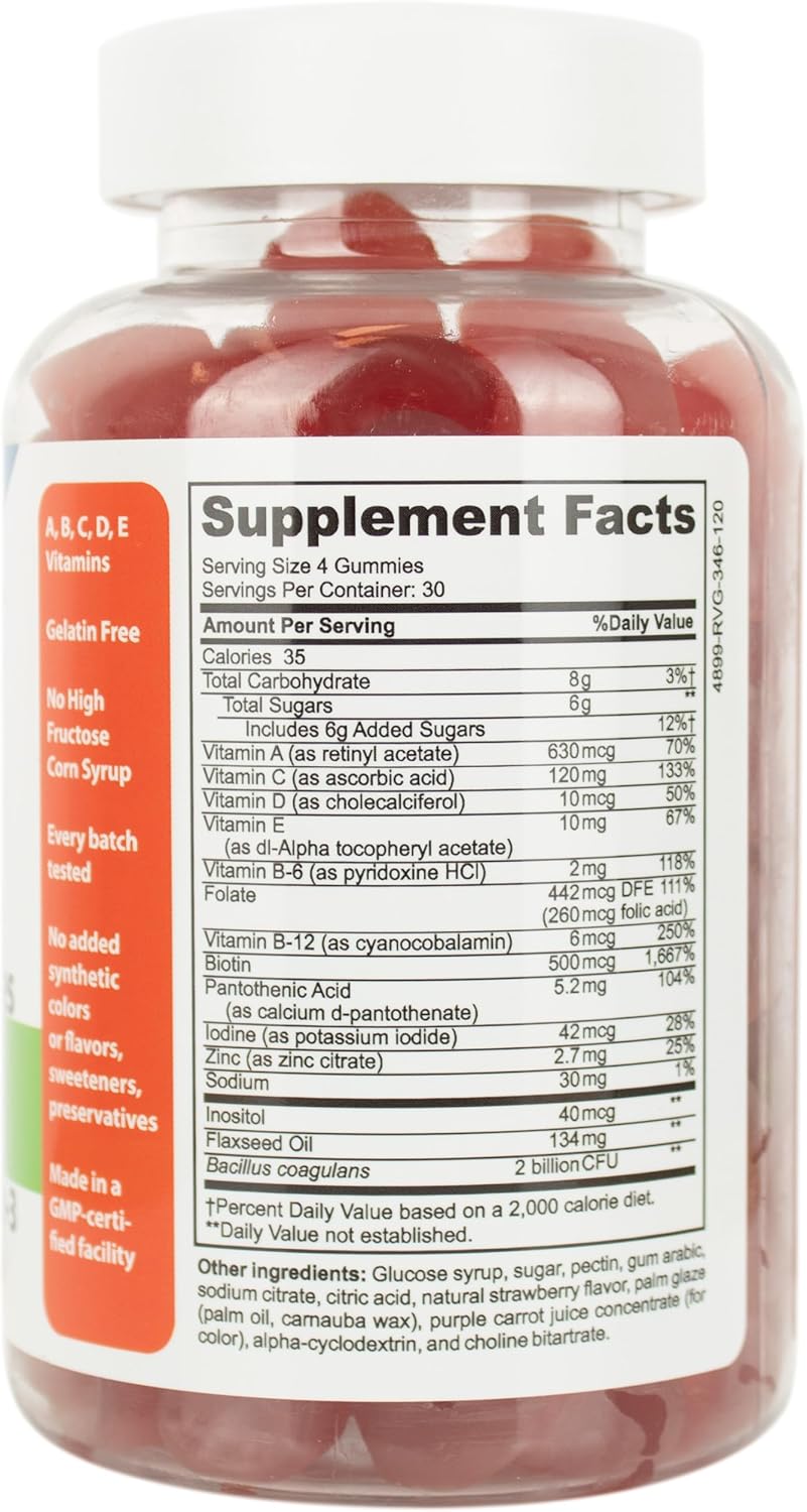 DrFormulas Multivitamin Gummies with Omega 3 and Probiotics for Kids and Adults with Vitamin C | Nexabiotic with Vitamin A, C, D3, E, B6, B12, and Zinc, Biotin, Folate | Halal Vegetarian, 120 Count