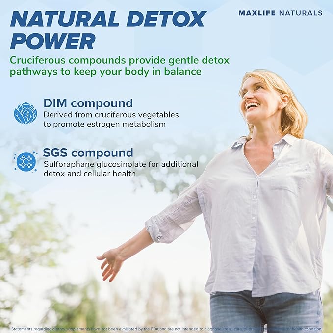 DIM+SGS with Detox Support – 120 Capsules Made In USA- Estrogen Support with DIM Bioperine, DIM Supplement for Women and Men, Estrogen Supplement For Women Menopause & Prostate Hormone Balance For Men