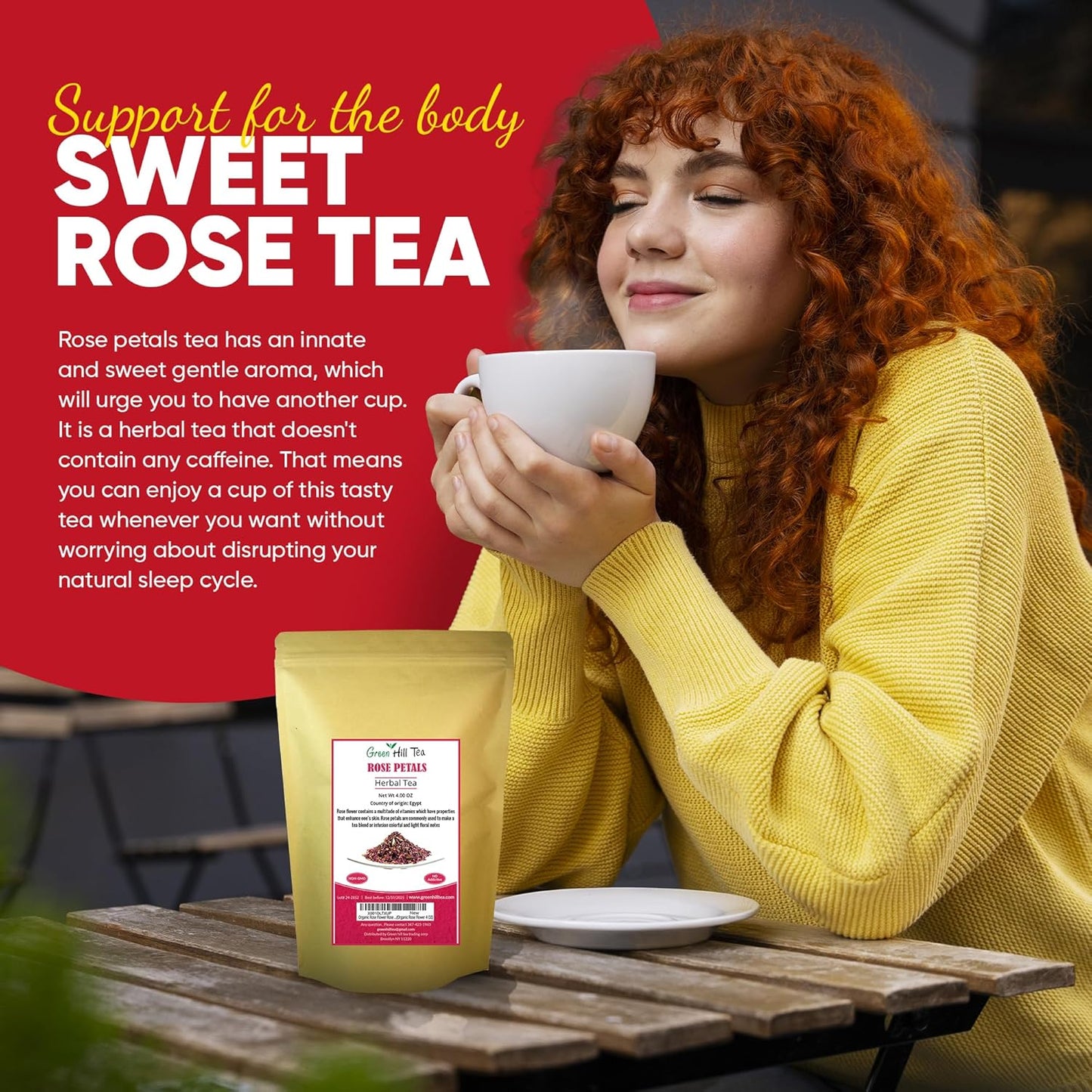 Greenhilltea Premium Dried Rose Petals - Caffeine Free Rose Tea - Edible Flowers for drinks, Baking, Desserts, Cocktails, Wedding Toss & Herbal Tea Infusions - 4 OZ