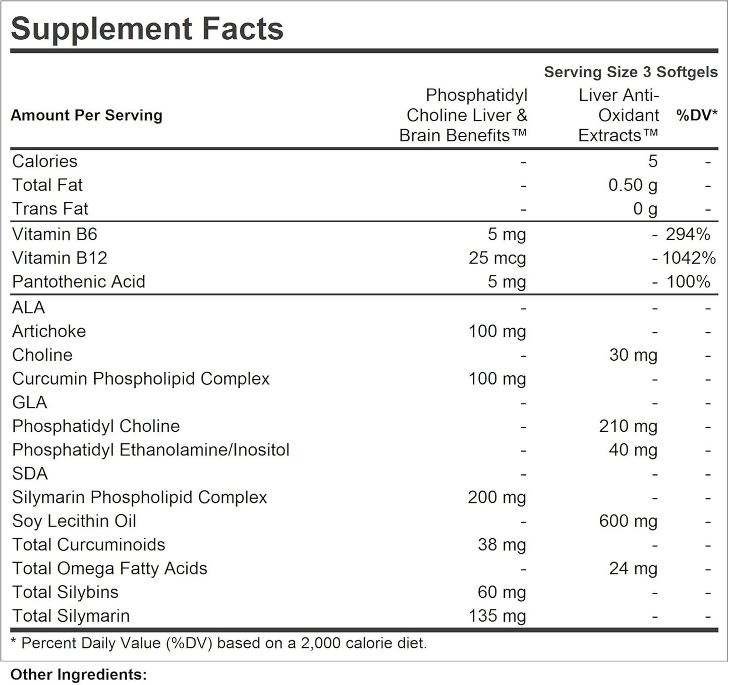 ANDREW LESSMAN PC Liver and Brain Benefits + Liver Anti-Oxidant Extracts Kit: 90 Capsules (60+30) - Phosphatidyl Choline, Milk Thistle, Artichoke, Curcumin.