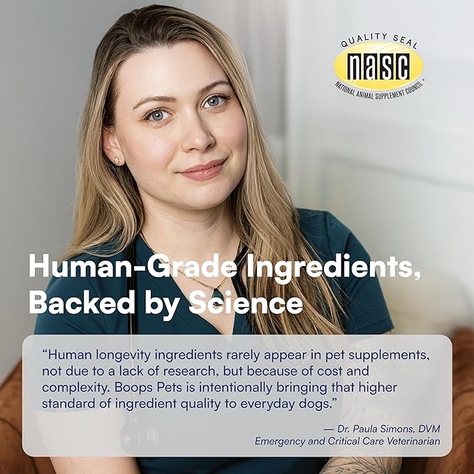 NAD+ Precursor & Senior Dog Supplement - 90 Soft Chews - NMN Alternative for Longevity & Healthy Aging - Nicotinamide Riboside, Resveratrol, Quercetin, Made with Pasture-Raised Chicken