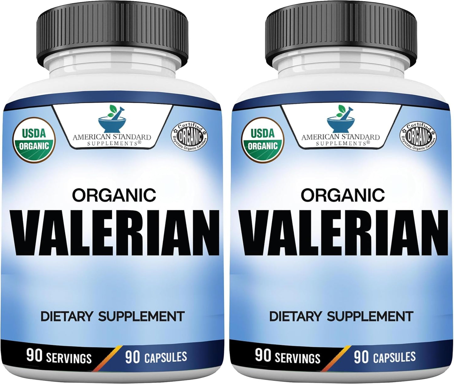 American Standard Supplements Organic Valerian – Vegan, Gluten Free, Non-GMO, 90 Capsules, 90 Servings (Pack of 2)