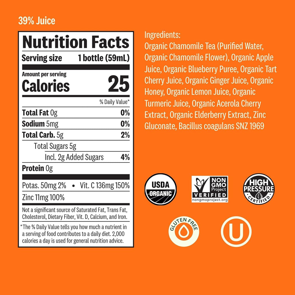 Suja Organic Immunity Elderberry Shot (90 Pack) with Turmeric and Ginger | Immunity Boost & Support | Functional Shots | Cold-Pressed Juice with Live Probiotics | Plant-Based & Gluten-Free