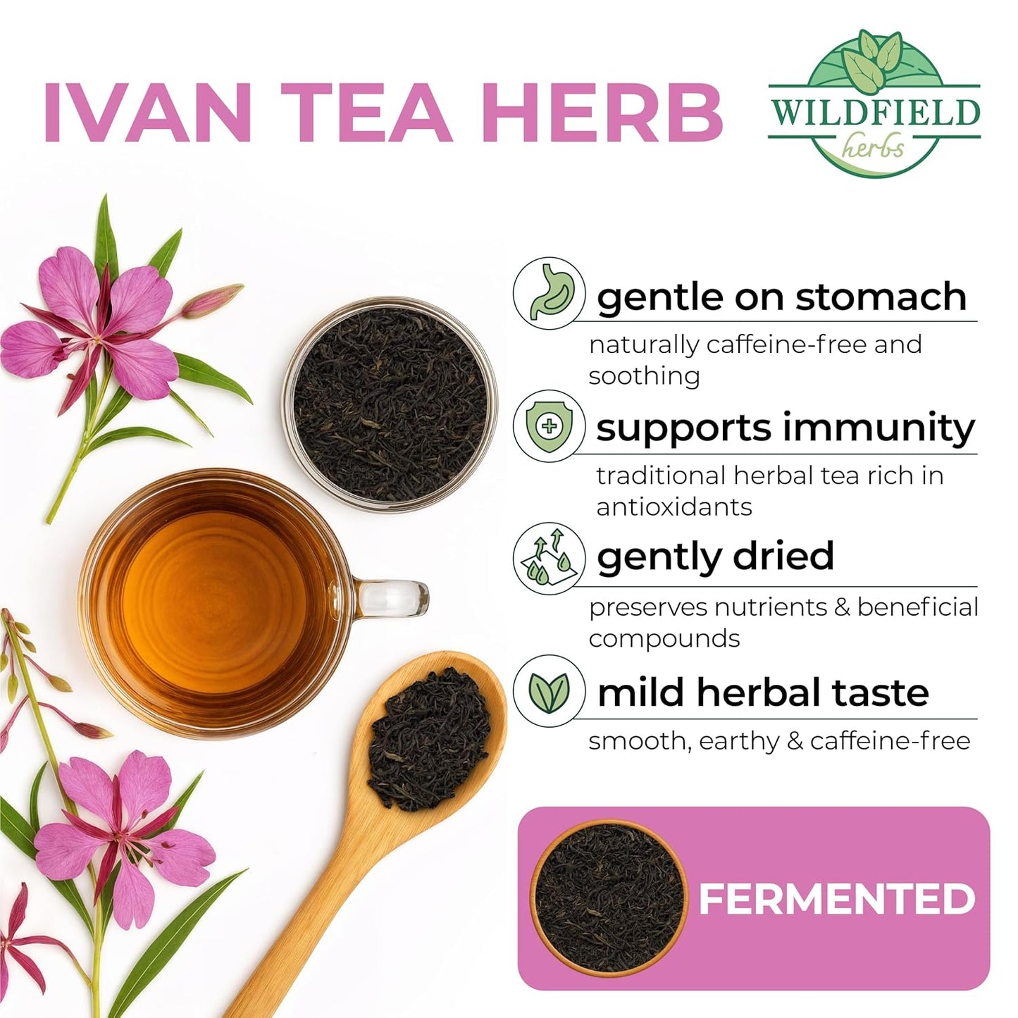 40 Bags Ivan Tea Siberian Fireweed Tea Herb Blooming Sally (Chamerion Angustifolium) - Ivan Chai 40 Count 1.5 g Bags Epilobium Angustifolium Иван Чай