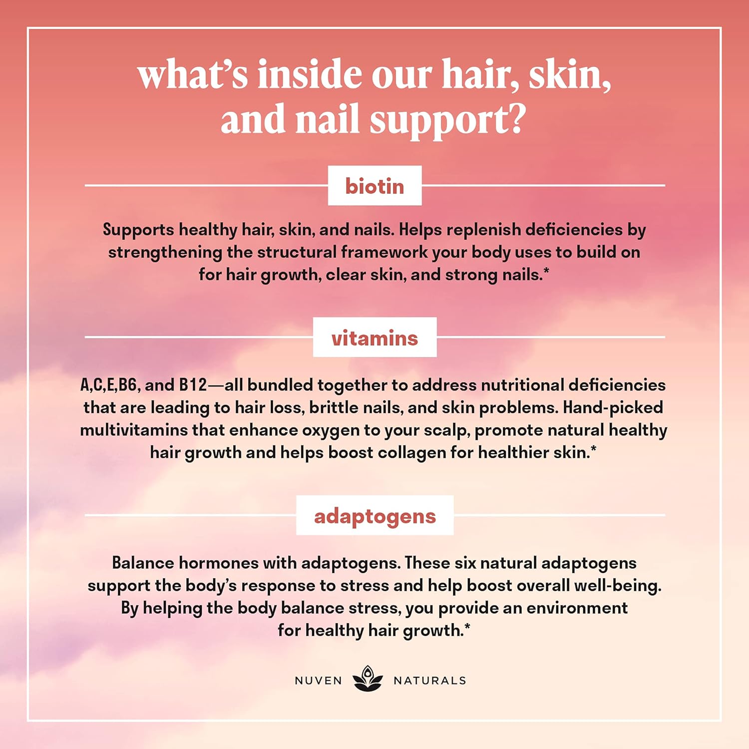 Hair Vitamins - Biotin 10000 mcg with Vitamin A, E, C, D & Adaptogens to Support Hair, Skin & Nails - Biotin Supplement for Health & Growth | Vegan, Non-GMO, Gluten Free | 60 Capsules & 30 Servings