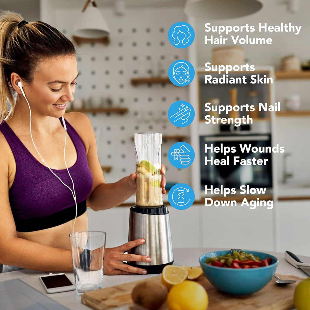 Biotin and Collagen Vitamins + Keratin with Folate - Hair Loss Treatments for Women & Men - Follicle, Skin and Nails Supplements for Hair Growth & Postpartum Support - GMO Free & Gluten Free (60 Caps)