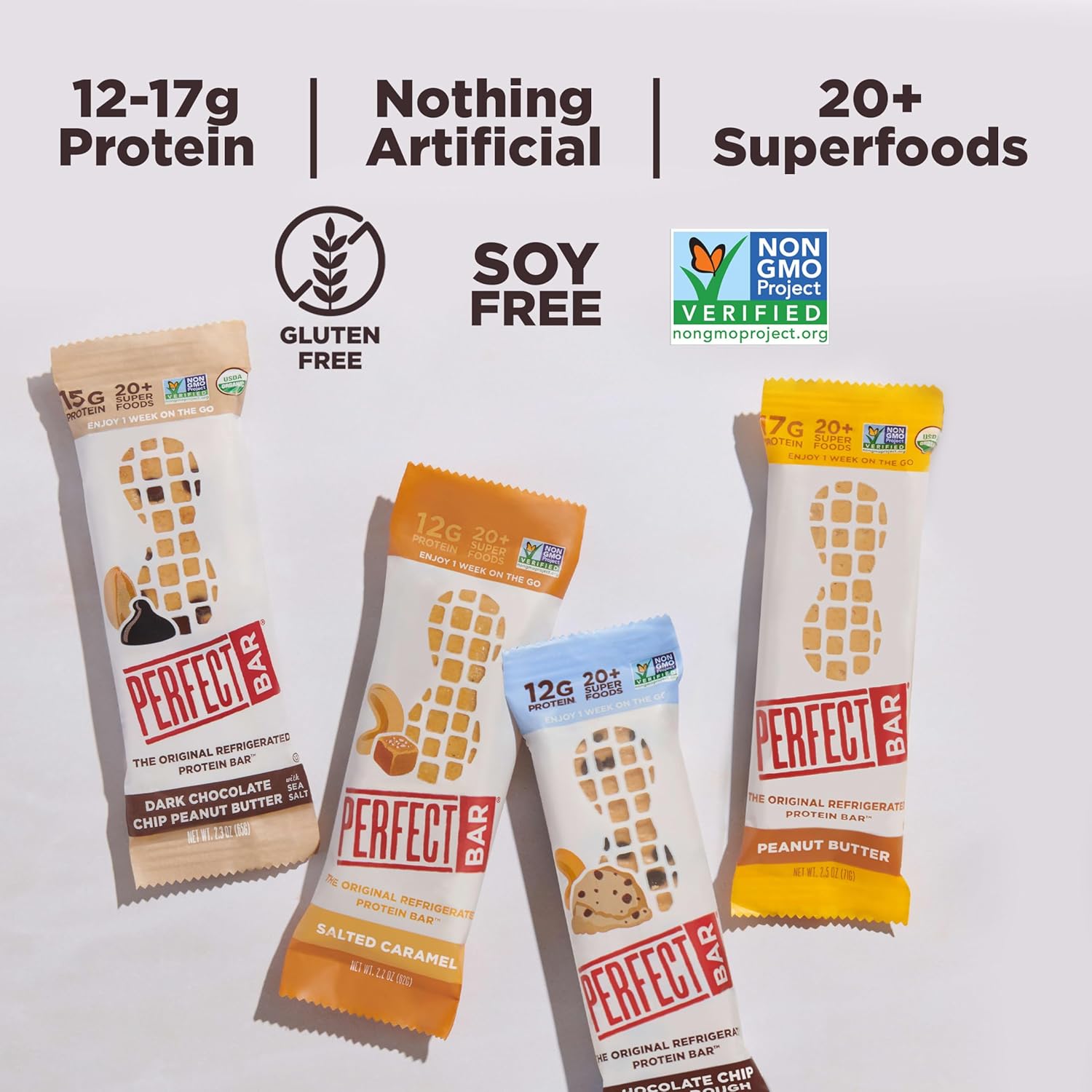 Perfect Bar, Best Sellers Variety Pack, Protein Bars, Gluten Free, Soy Free, Non GMO, No Sugar Alcohols, 2.2-2.5 Ounce Bars, 8 Count