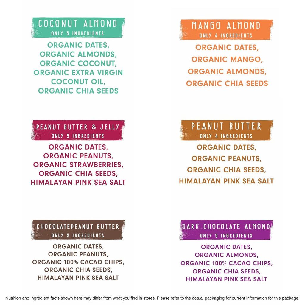 JONESBAR Organic Plant Based Protein Bars | 6 Flavor Variety Pack | Fruit & Nut Bar, Kosher, Gluten Free, Breakfast Bars, School Snacks, Vegan Snack & Healthy Snacks for Adults and Kids (Pack of 12)