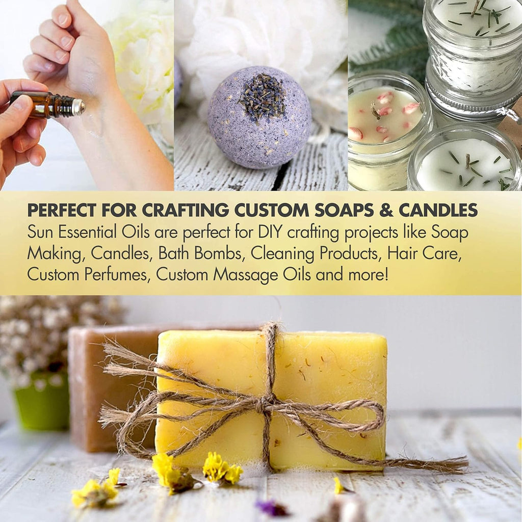 Sun Essential Oil - Lavender Essential Oil 16 oz (473 ml) for Diffuser, Humidifier, Skin, Aromatherapy Massage, Scented for Soap & Candle Making at Home, Calming Aroma for Sleep