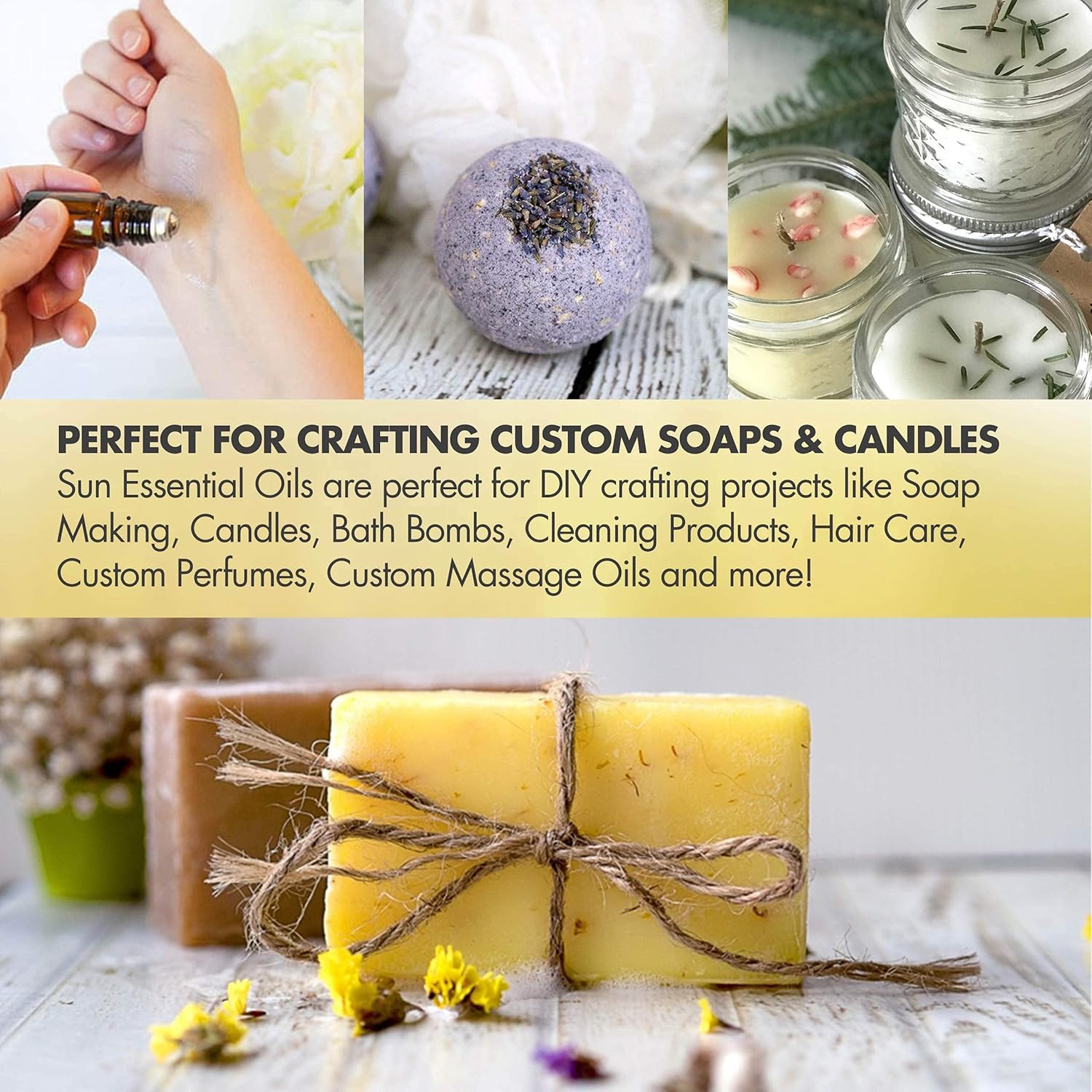 Sun Essential Oil - Lavender Essential Oil 16 oz (473 ml) for Diffuser, Humidifier, Skin, Aromatherapy Massage, Scented for Soap & Candle Making at Home, Calming Aroma for Sleep