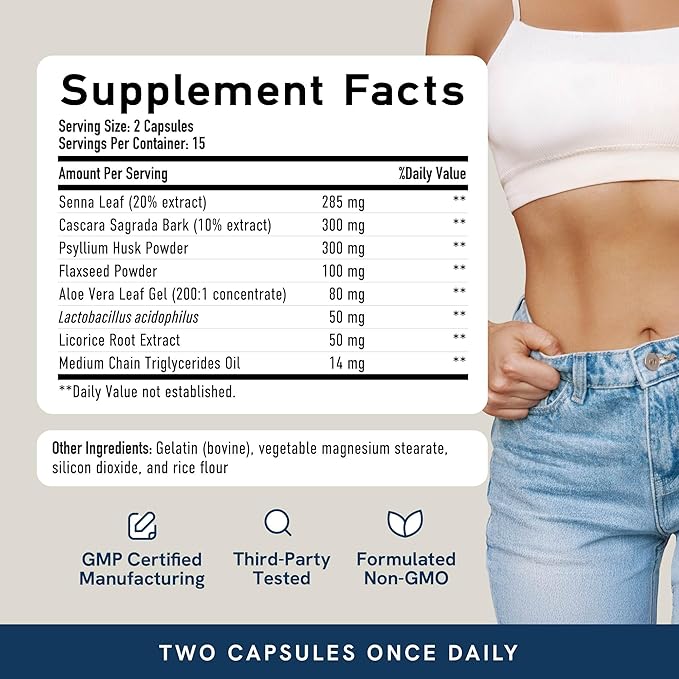 7 Day Colon Cleanse & Detox | Supports Bloating Relief & Occasional Constipation | Fast Acting 7 Day Detox Cleanse for Women and Men with Probiotics for Gut Health & Regularity | Gluten-Free | 30Ct.