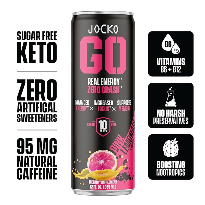 Jocko GO Energy Drink Bundle - Orange & Pink Lemonade (24 Cans) 2 Flavors