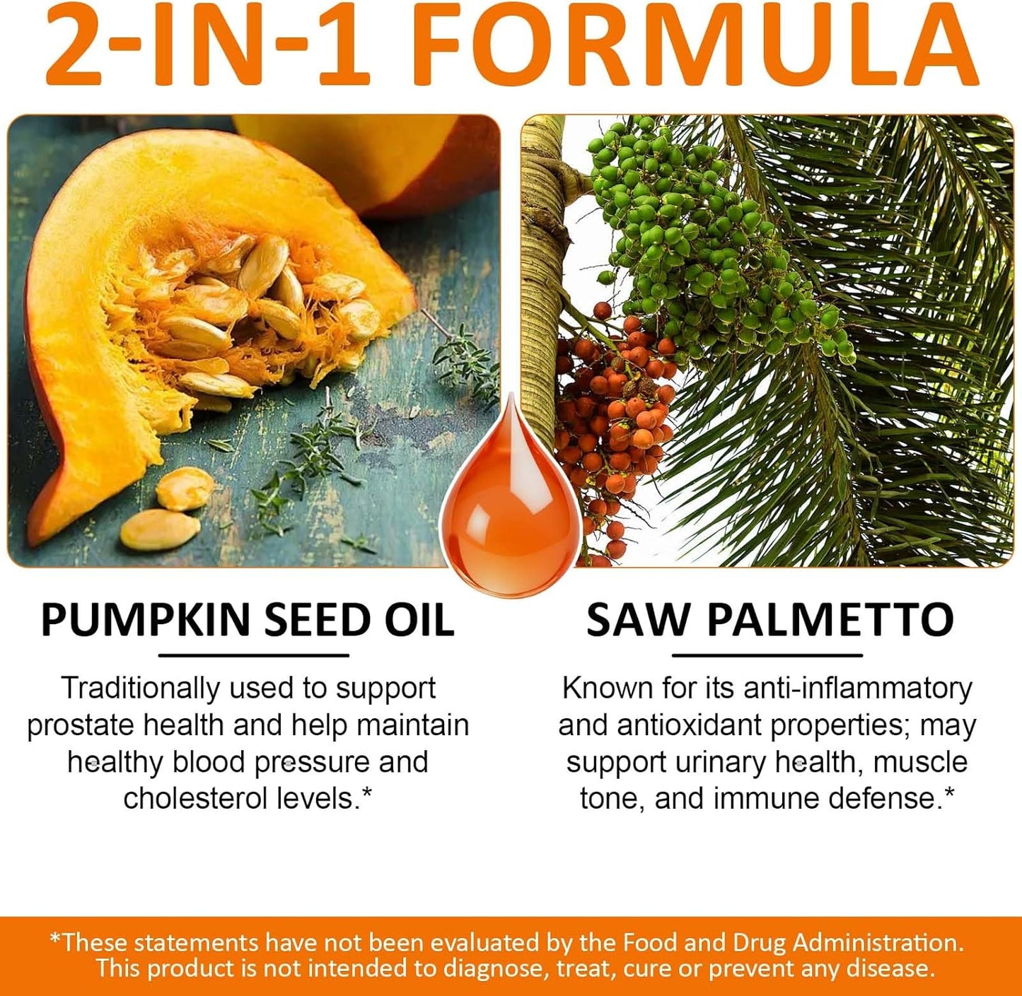 Pumpkin Seed Oil Capsules, Pumpkin Seed Oil with Saw Palmetto Capsules Cold-Pressed 1,000 mg per Serving, Supports Prostate Function, Hair Health, Rich in Essential Fatty Acids & Zinc