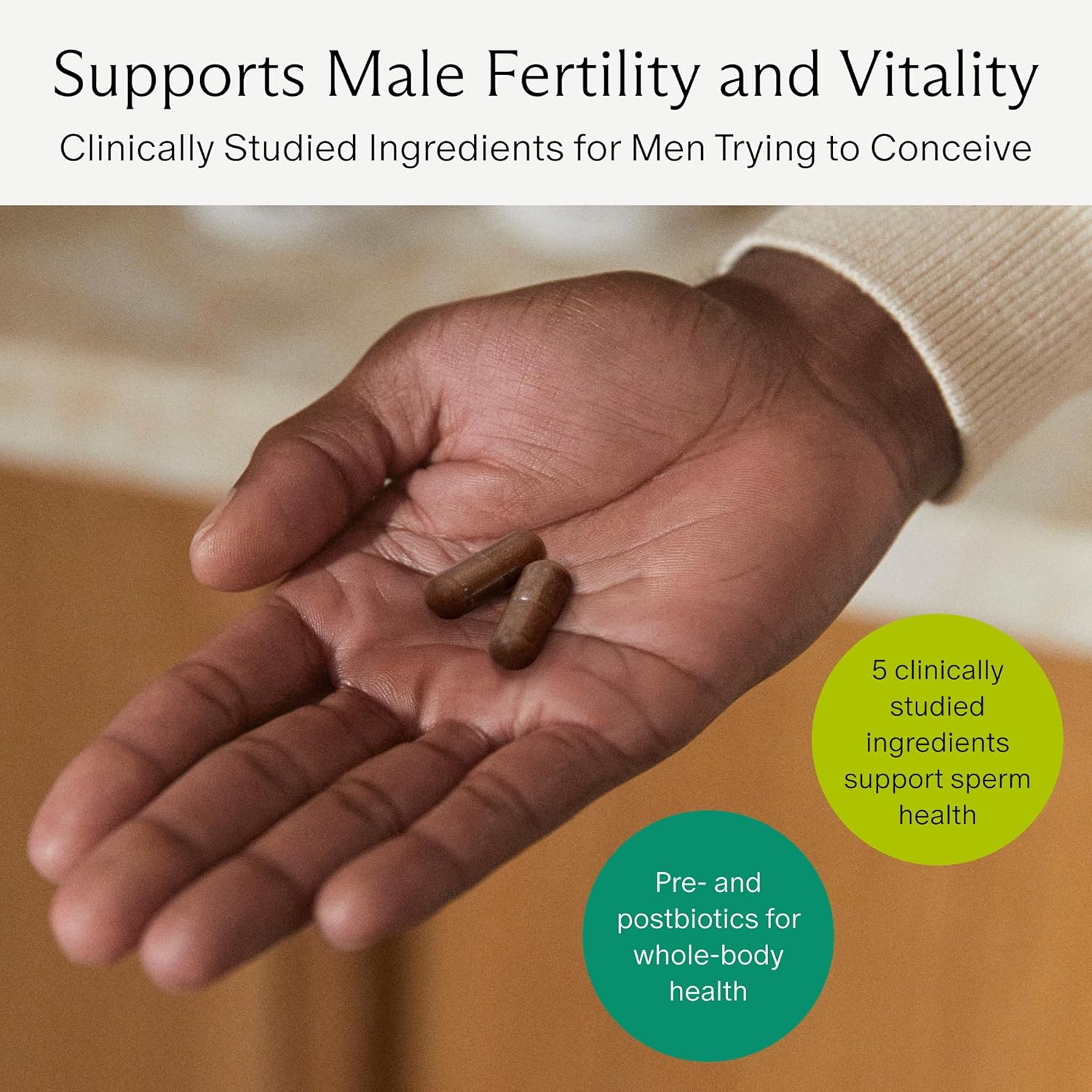 Needed. Sperm Support - Fertility Supplements for Men - Clinically Studied Botanical Ingredients for A Whole Body Approach to Male Fertility - Prenatal Vitamins - 60 Capsules, 30 Day Supply