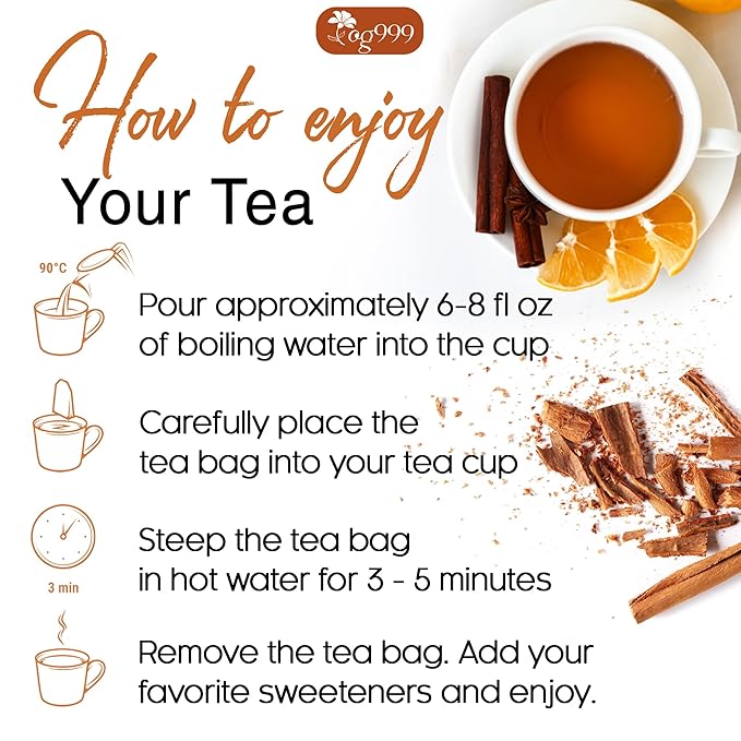 TOG999 Cinnamon Tea, 35 Tea Bags, Pure Ceylon Cinnamon, Natural & Vegan, Caffeine Free, Gluten Free, Herbal Tea