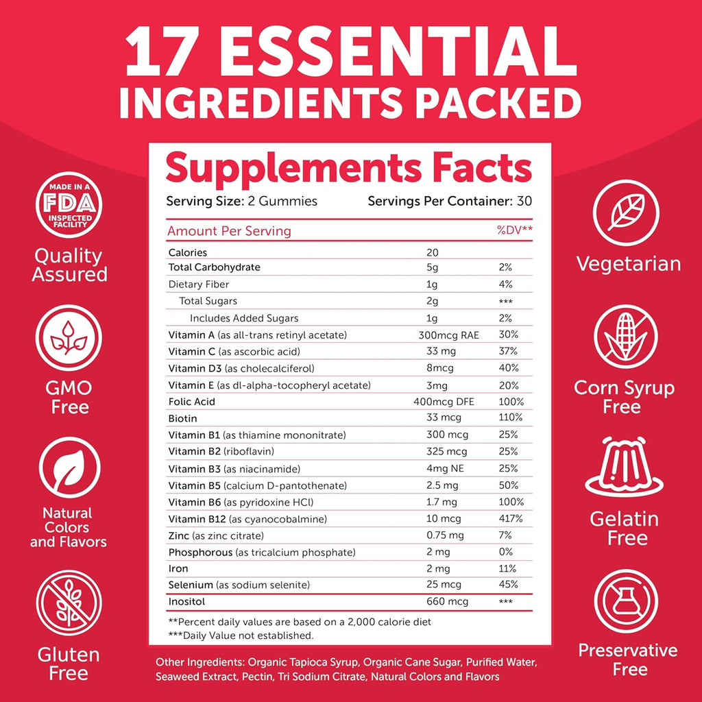 Lunakai Prenatal and Biotin Gummies Bundle - Pregnancy Multivitamin Gummy with Iron & Folic Acid - Hair Skin and Nails Growth Supplement with Vitamin C and E - 30 Days Supply