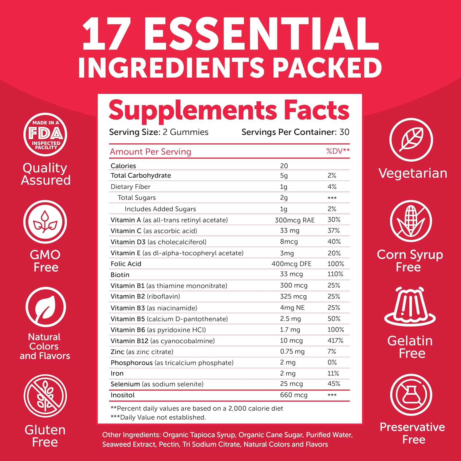 Lunakai Prenatal and Biotin Gummies Bundle - Pregnancy Multivitamin Gummy with Iron & Folic Acid - Hair Skin and Nails Growth Supplement with Vitamin C and E - 30 Days Supply